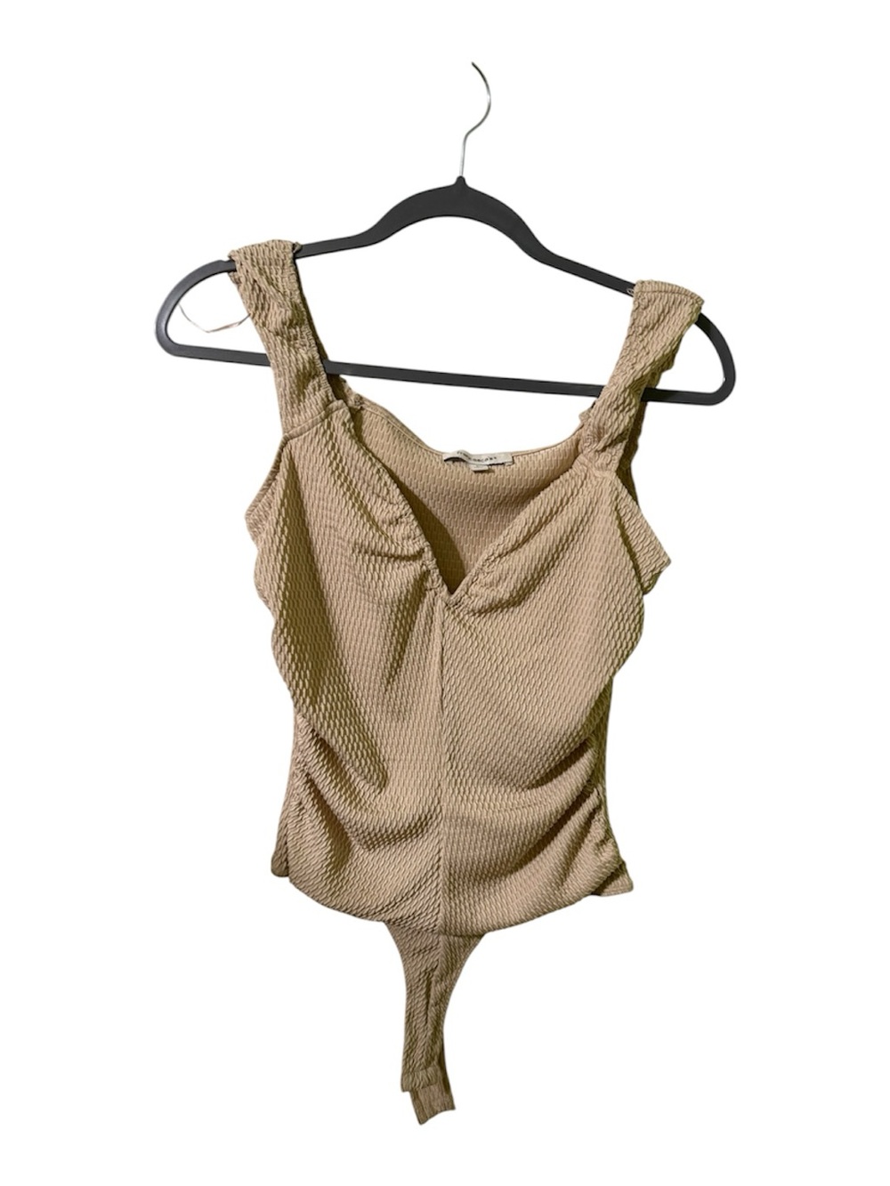 Textured Beige Women's Tank Bodysuit